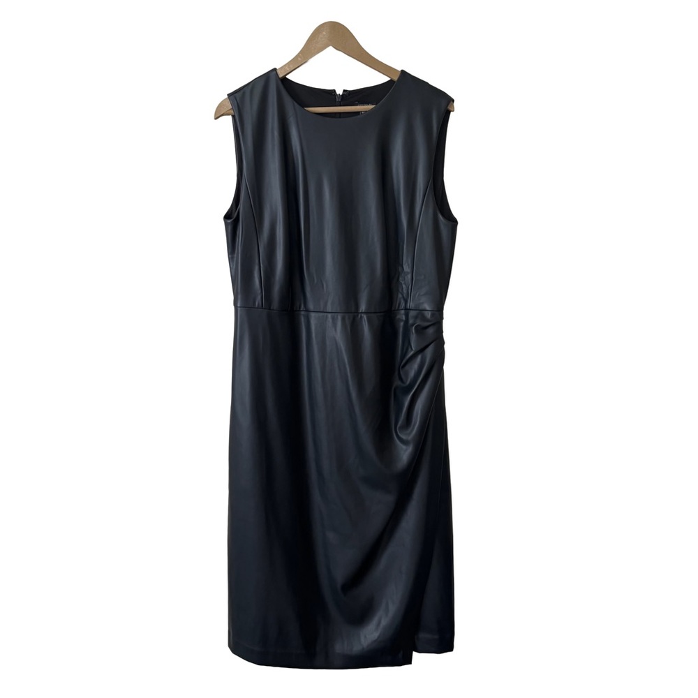 Ann Taylor Ruched Faux Leather Sheath Dress